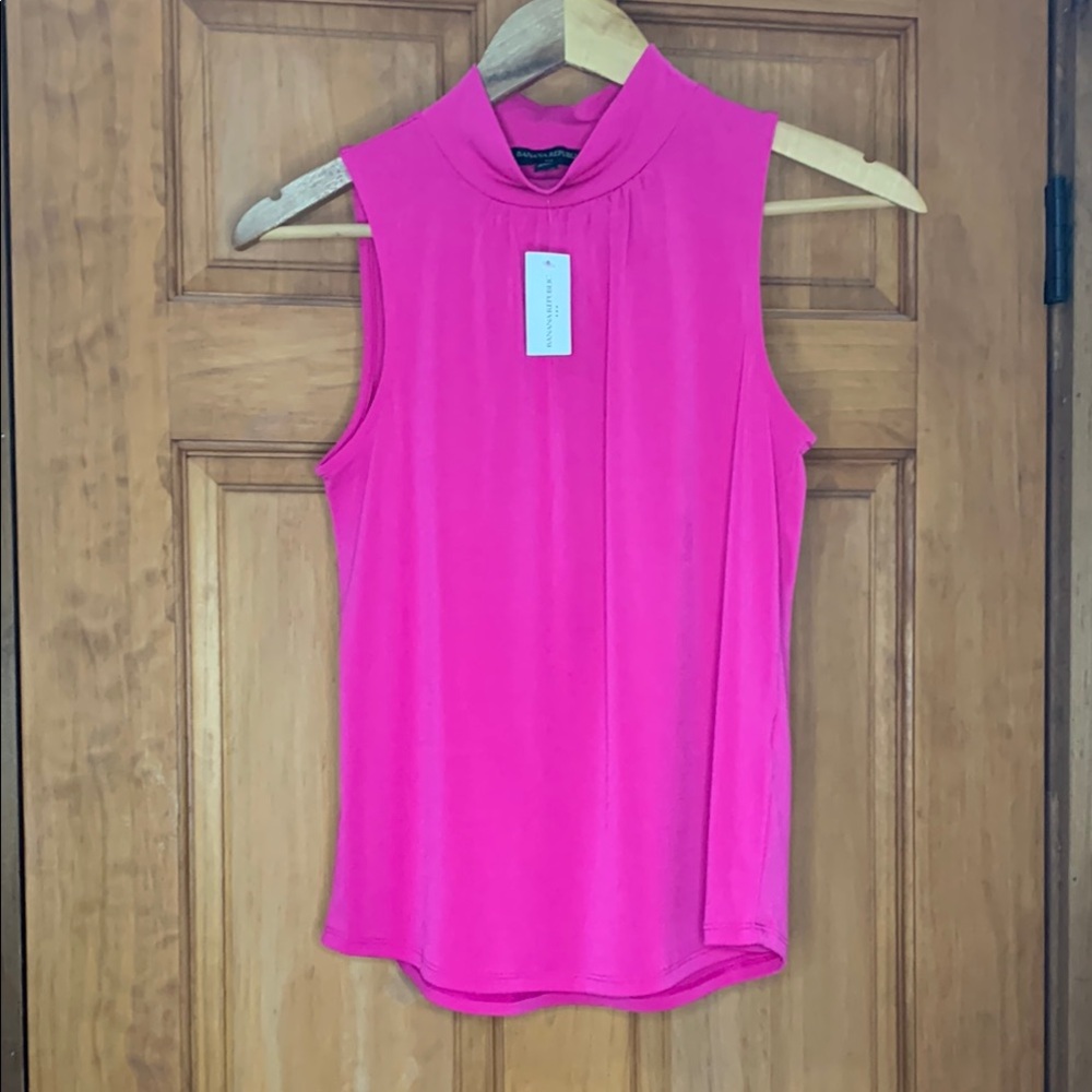 Banana Republic Pink Sleeveless Mandarin Collar Tank Top
